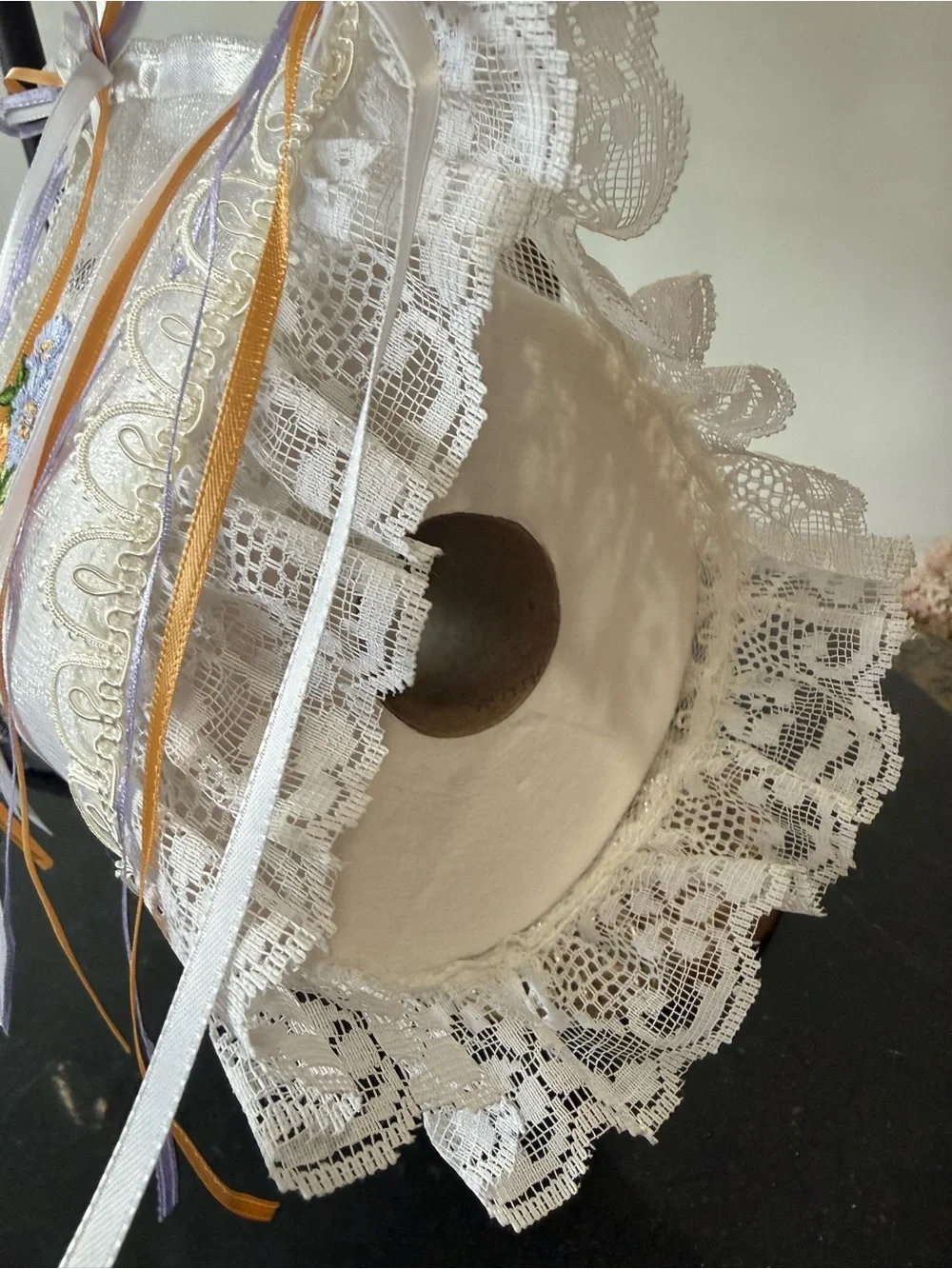 💐 Hand Crafted Lavender & Yellow Floral Hand Towel & Spare 🧻 Holder 💐